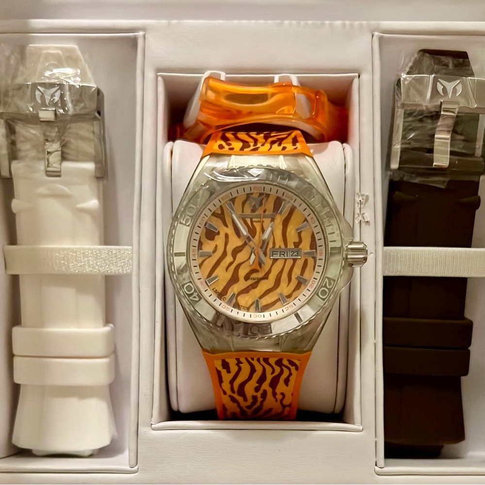 TECHNOMARINE Cruise Orange Tiger Stripes Dial Men's Watch 114011 Limited Edition
